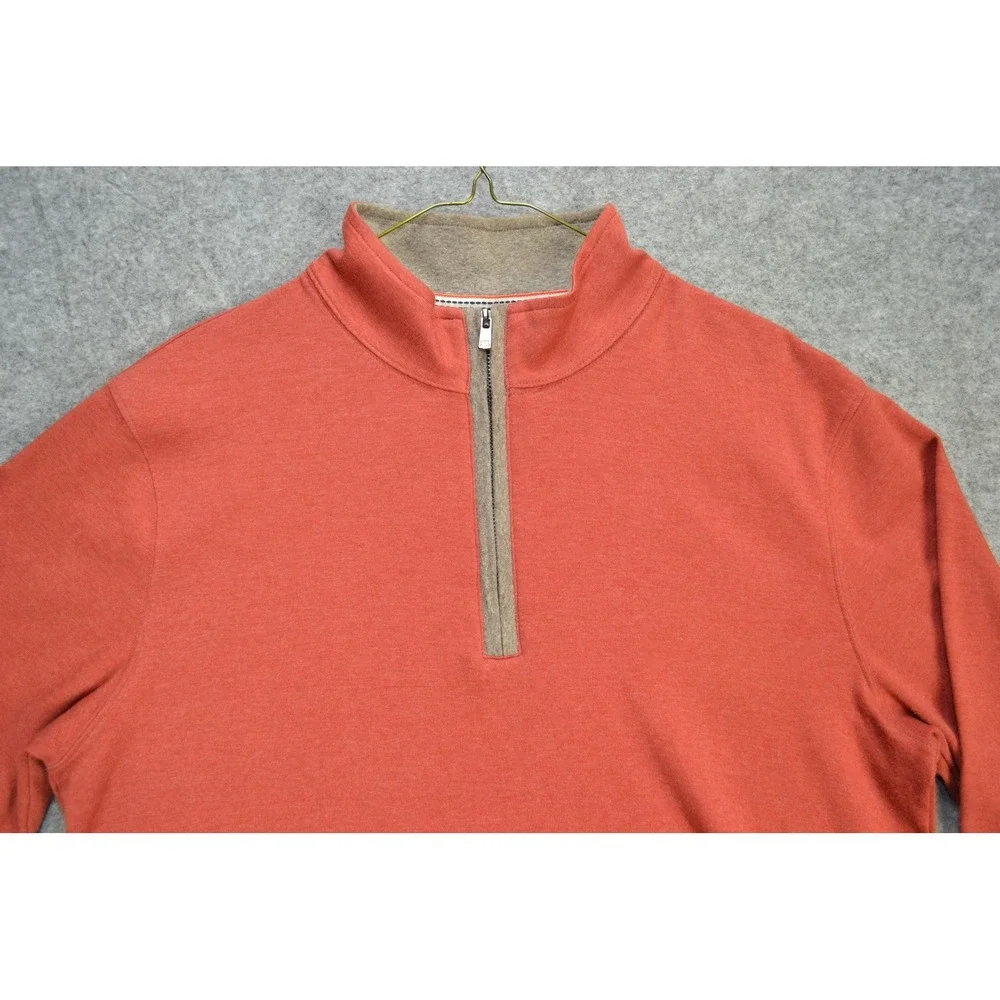 The Normal Brand Sweater‎ Mens Large Red Quarter Zip Mock Neck Long Sleeve